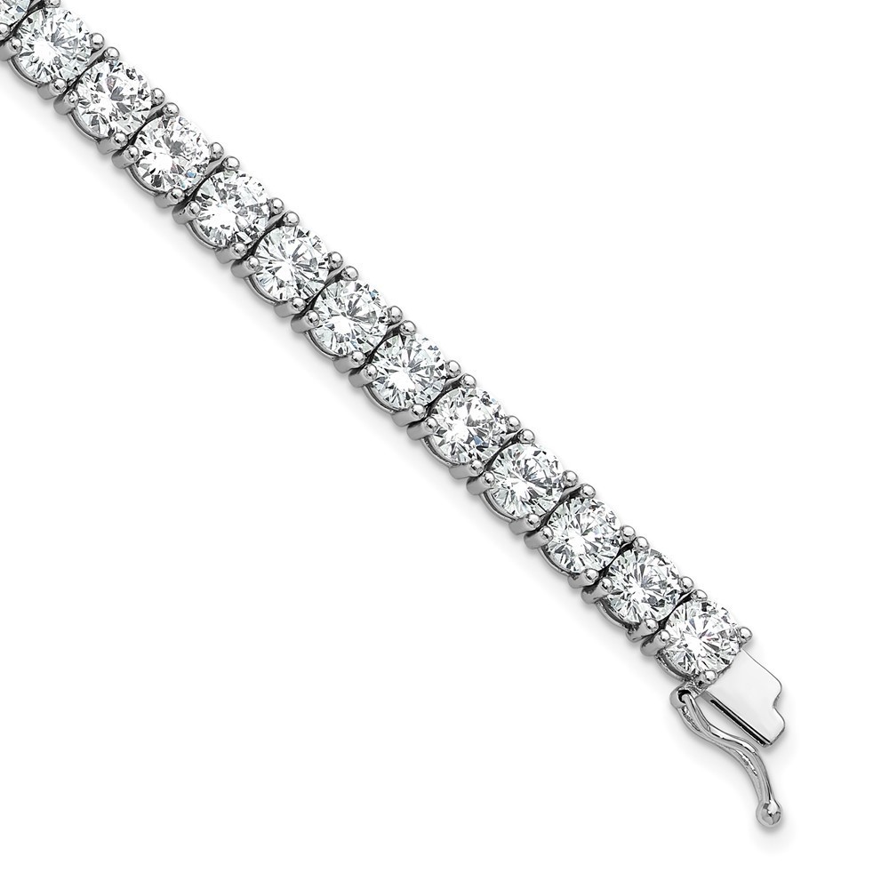 925 Sterling Silver Rhodium-plated 5mm CZ 39 Stone 8 inch Bracelet